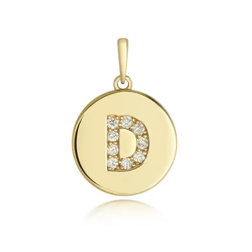 D Initial Pendant 9ct Yellow Gold 1.10g